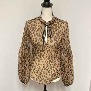Veronica Beard Animal Print Silk Blouse
